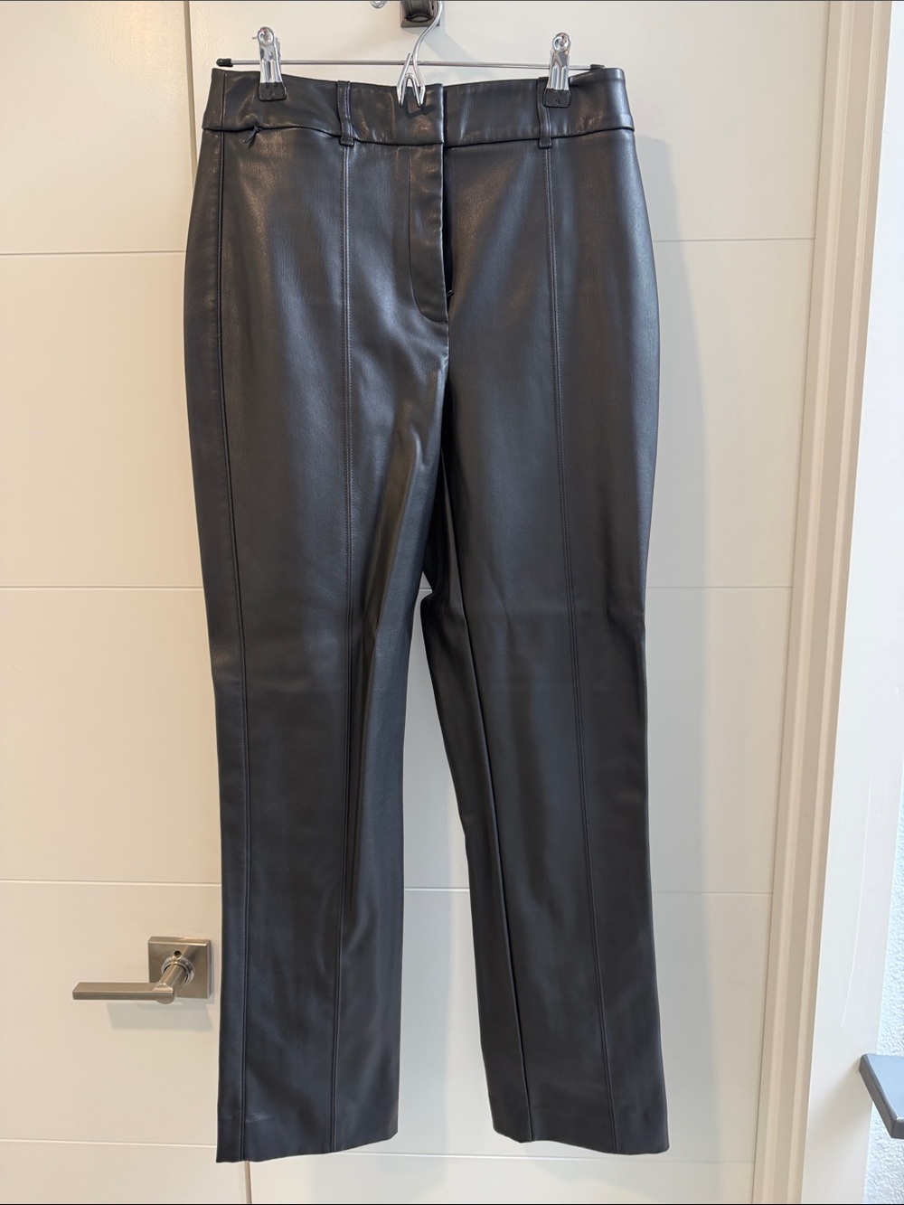 WHBM Black Faux Leather Women's Straight Leg Jeans